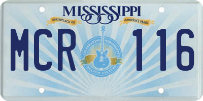 MS license plate MCR116