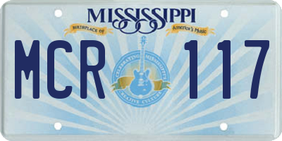 MS license plate MCR117
