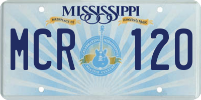 MS license plate MCR120