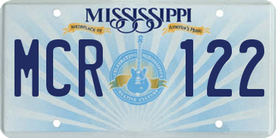 MS license plate MCR122