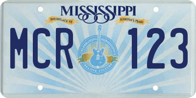MS license plate MCR123