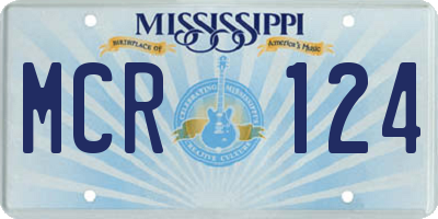 MS license plate MCR124