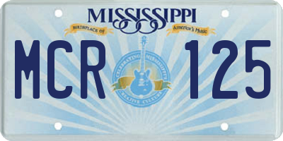 MS license plate MCR125