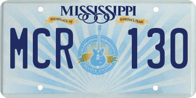 MS license plate MCR130