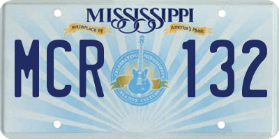 MS license plate MCR132
