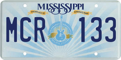 MS license plate MCR133