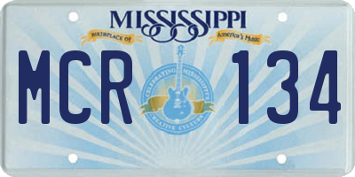 MS license plate MCR134