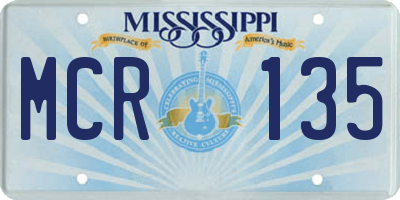 MS license plate MCR135