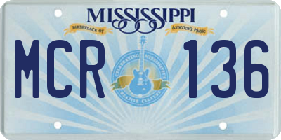 MS license plate MCR136
