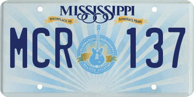 MS license plate MCR137