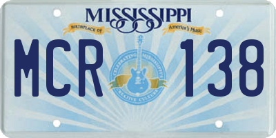 MS license plate MCR138