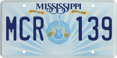 MS license plate MCR139