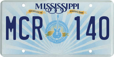 MS license plate MCR140