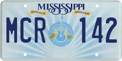 MS license plate MCR142