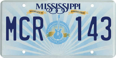MS license plate MCR143