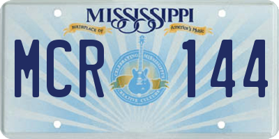 MS license plate MCR144