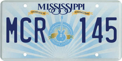 MS license plate MCR145