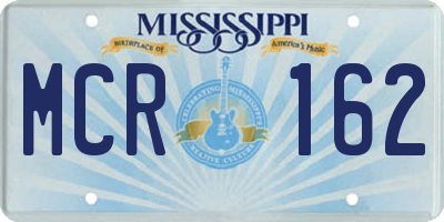 MS license plate MCR162