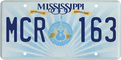 MS license plate MCR163