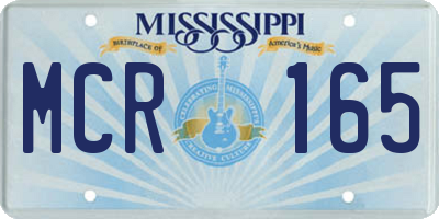 MS license plate MCR165
