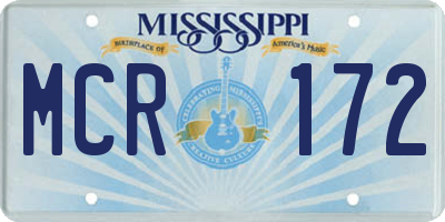 MS license plate MCR172