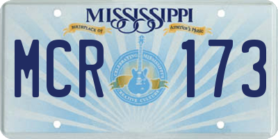MS license plate MCR173
