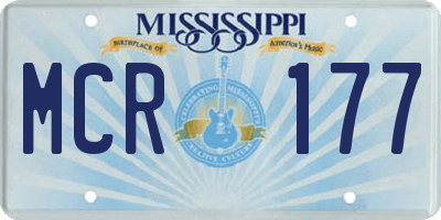 MS license plate MCR177