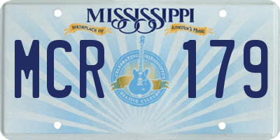 MS license plate MCR179