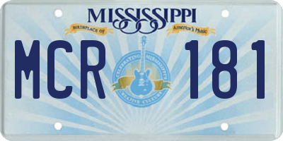 MS license plate MCR181