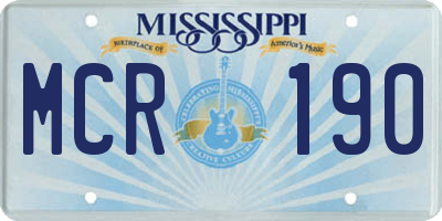 MS license plate MCR190