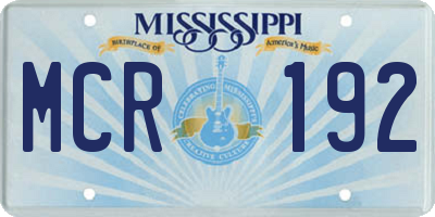 MS license plate MCR192
