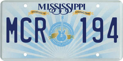 MS license plate MCR194