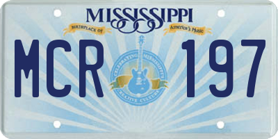 MS license plate MCR197