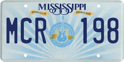 MS license plate MCR198