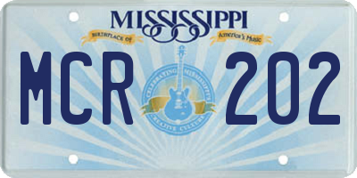 MS license plate MCR202