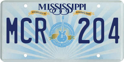 MS license plate MCR204