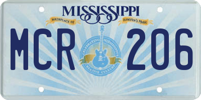 MS license plate MCR206