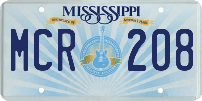 MS license plate MCR208