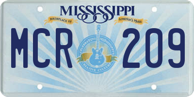 MS license plate MCR209