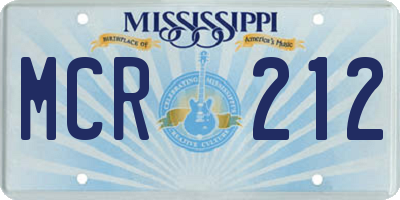 MS license plate MCR212