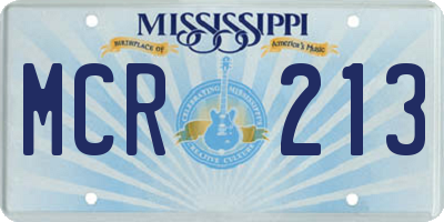 MS license plate MCR213