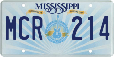MS license plate MCR214
