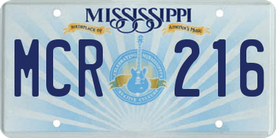 MS license plate MCR216