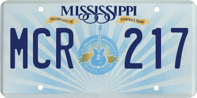 MS license plate MCR217