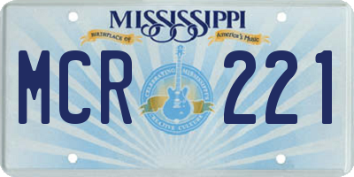 MS license plate MCR221