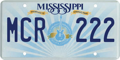 MS license plate MCR222