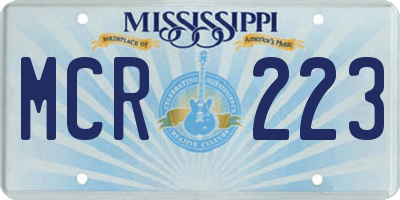 MS license plate MCR223