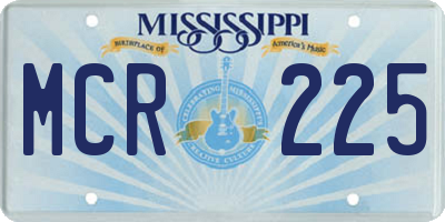 MS license plate MCR225