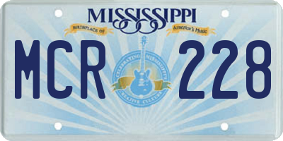 MS license plate MCR228