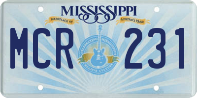 MS license plate MCR231